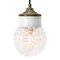 Vintage Industrial White Porcelain, Clear Glass, and Brass Pendant Lamp, Image 1