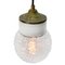 Vintage Industrial White Porcelain, Clear Glass, and Brass Pendant Lamp 3