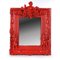 Red Lacquered Resin Mirror, 1970s 1