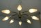 Mid-Century Brass and Striped Glass Sputnik Chandelier, 1950s, Image 10