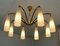 Large Mid-Century Brass and Glass Chandelier in the Style of Stilnovo, 1950s 11
