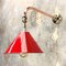 British Army Copper Cantilever Tilting Wall Light with Red Festoon Shade, 1980s 1