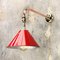 British Army Copper Cantilever Tilting Wall Light with Red Festoon Shade, 1980s 8