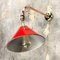 British Army Copper Cantilever Tilting Wall Light with Red Festoon Shade, 1980s 3