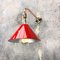 British Army Copper Cantilever Tilting Wall Light with Red Festoon Shade, 1980s 7