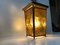 Danish Brass & Yellow Glass Funkis Ceiling Lamp, 1950s 6