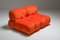 Vintage Orange Velvet Camaleonda Lounge Chairs by Mario Bellini for B&B Italia / C&B Italia, 1970s, Set of 2 3