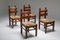 Vintage Rustic Oak and Cord Dining Chairs, 1930s, Set of 4 12