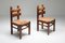 Vintage Rustic Oak and Cord Dining Chairs, 1930s, Set of 4 4