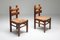 Vintage Rustic Oak and Cord Dining Chairs, 1930s, Set of 4, Image 4