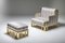 Vintage Brass Lounge Chair and Ottoman Set in the Style of Gabriella Crespi, 1970s, Set of 2 12