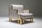 Vintage Brass Lounge Chair and Ottoman Set in the Style of Gabriella Crespi, 1970s, Set of 2, Image 2