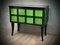 French Art Deco Parchment Emerald Green and Black Wood Sideboard, 1940s 8
