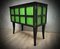 French Art Deco Parchment Emerald Green and Black Wood Sideboard, 1940s 6
