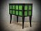 French Art Deco Parchment Emerald Green and Black Wood Sideboard, 1940s 1