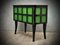 French Art Deco Parchment Emerald Green and Black Wood Sideboard, 1940s, Image 1