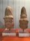 Antique Central American Aztec Stone Heads with Acrylic Glass Base, Set of 2, Image 1