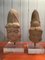 Têtes Aztèques Antiques en Pierre avec Socle en Verre Acrylique, Set de 2 1