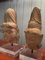 Cabezas aztecas centroamericanas antiguas con base de vidrio acrílico. Juego de 2, Imagen 2