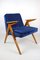 Vintage Dark Blue Velvet Armchair by Józef Chierowski, 1970s 1