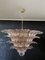 4-Tier Palmette Ceiling Lamp with 163 Pink and Transparent Glasses, 1979 4