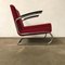 Dutch Burgundy Red Tubular Easy Chair with Black Armrests, 1960s 4
