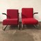 Fauteuil Tubulaire Rouge Bordeaux avec Accoudoirs Noirs, Pays-Bas, 1960s 18