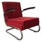 Dutch Burgundy Red Tubular Easy Chair with Black Armrests, 1960s 1