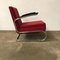 Dutch Burgundy Red Tubular Easy Chair with Black Armrests, 1960s 3
