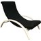 Black Fabric and White Wood Adjustable Easy Chair, 1960s, Image 1