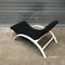 Black Fabric and White Wood Adjustable Easy Chair, 1960s 8