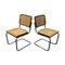 Set of Wicker and Black Frame Model S32 Dining Chairs by Marcel Breuer for Thonet, 1970s 1