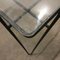 Mesa de comedor con patas de horquilla de metal negro y superficie de vidrio, años 60, Imagen 10