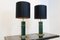 Mid-Century Modern Green and Brass Table Lamps, Set of 2 3