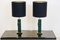 Mid-Century Modern Green and Brass Table Lamps, Set of 2, Image 1