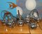Large Vintage Chrome Cascade Ceiling Lamp with 8 Domes 5
