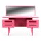 Pink Lacquered Wood Dressing Table with 4-Drawers, 1960s 1