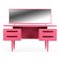 Pink Lacquered Wood Dressing Table with 4-Drawers, 1960s, Image 1