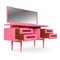 Pink Lacquered Wood Dressing Table with 4-Drawers, 1960s 2