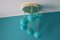 Mid-Century Short 6-Light Chandelier in Brass and Turquoise Blue Murano Glass Globes, 1980s 12