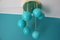 Mid-Century Short 6-Light Chandelier in Brass and Turquoise Blue Murano Glass Globes, 1980s, Image 9