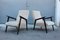 Italian Walnut and Beige Velvet Lounge Chairs, 1950s, Set of 2 2
