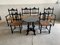 Mid-century Portuguese Black Painted Wood and Straw Living Room Set, 1960s, Set of 6 2