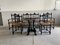 Mid-century Portuguese Black Painted Wood and Straw Living Room Set, 1960s, Set of 6 1