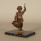Antique Bronze Putti Sculpture with Shield and Staff on Marble Base, Image 1