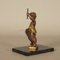Antique Bronze Putti Sculpture with Shield and Staff on Marble Base, Image 3