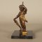 Antique Bronze Putti Sculpture with Shield and Staff on Marble Base, Image 2