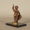 Antique Bronze Putti Sculpture with Shield and Staff on Marble Base 4