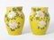 Antique Japanese Yellow Glazed Awaji Ceramic Vases, Set of 2 1