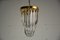 Mid-Century Italian Brass and Crystal Pendant Light Ceiling Lamp from Venini 1